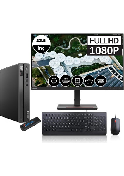 Thinkcentre Neo 50Q Gen 4 Intel Core I5-13420H 64GB 1tb SSD Windows 11 Pro 23.8" Masaüstü Bilgisayar 12LN0048TRMP08 + Zetta Flash Bellek