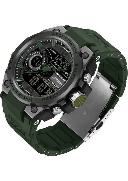 Sanda 9010 Dijital ve Analog Kol Saati Siyah Yeşil (Yurt Dışından)