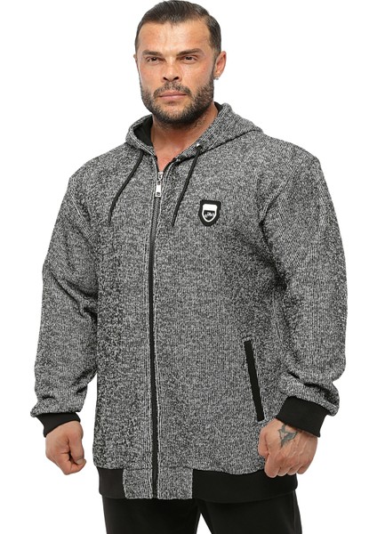 Oversize Kapşonlu Spor Ceket Dokulu Eşofman Üstü Bgsm 3643