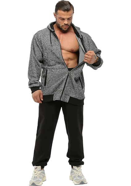 Oversize Kapşonlu Spor Ceket Dokulu Eşofman Üstü Bgsm 3643 fiyatları