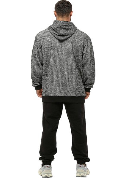 Oversize Kapşonlu Spor Ceket Dokulu Eşofman Üstü Bgsm 3643 modelleri