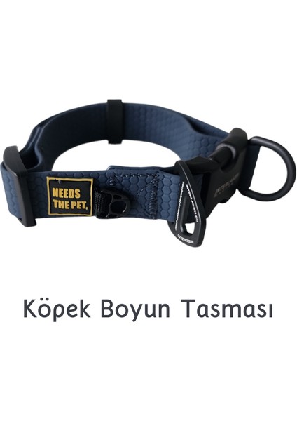 Su Geçirmez Sağlam D-Halkalı Lacivert Köpek Boyun Tasması - Medium