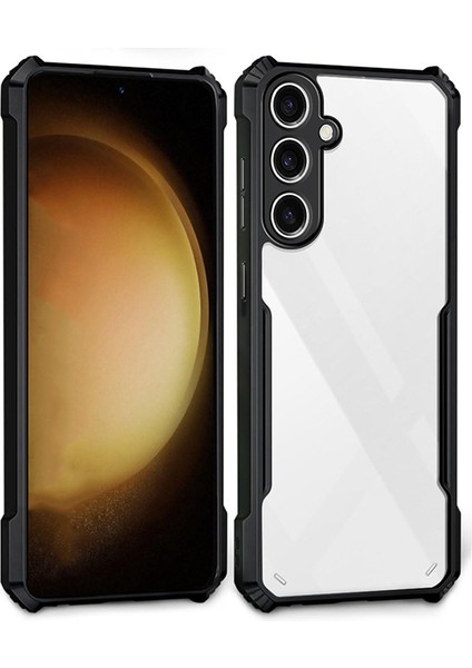 Galaxy S23 Fe Kılıf Darbe Önleyici 3D Kamera Korumalı Arkası Sararmaz Sert Şeffaf Kenarları Silikon Kapak