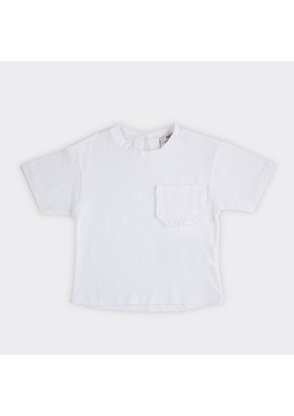 Kız Bebek Cebi Fırfır Detaylı T-Shirt