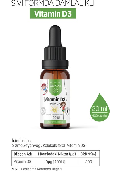 Vitamin D3 Kids 20 ml 400 IU Damla