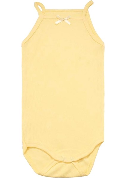 Fiyonklu Ip Askılı Zıbın Çıtçıtlı Body Sarı