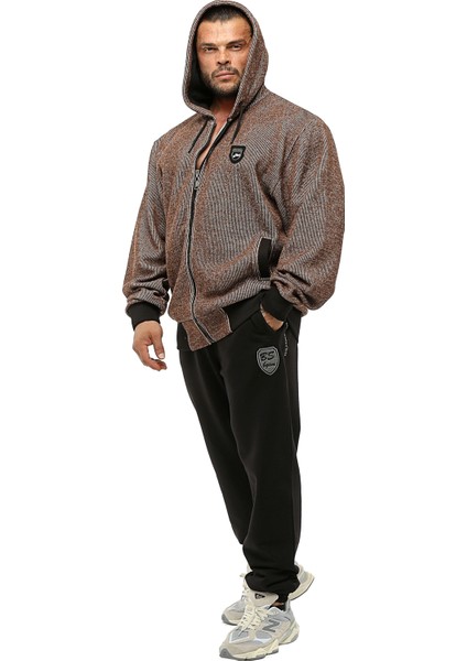 Oversize Kapşonlu Spor Ceket Dokulu Eşofman Üstü Bgsm 3643 fiyatları