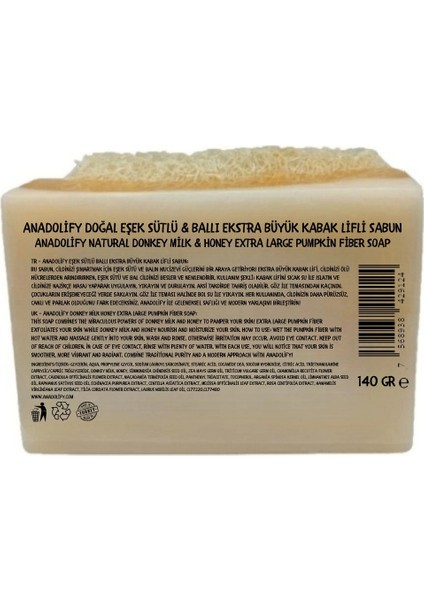 Doğal Eşek Sütlü Ballı Ekstra Büyük Kabak Lifli Sabun 140 gr