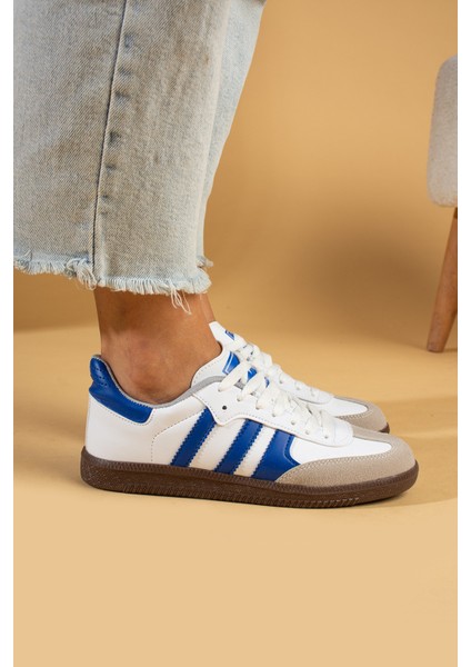 Bağcıklı Comfort Taban 3 Şeritli Kadın Sneaker 001-1009-24BEYAZMAVI fiyatları