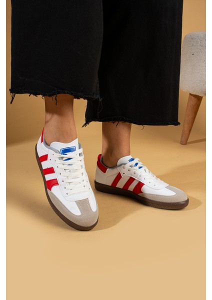 Bağcıklı Comfort Taban 3 Şeritli Kadın Sneaker 001-1009-24BEYAZKIRMIZI fiyatları