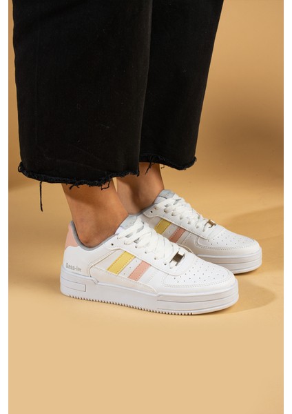 Bağcıklı Comfort Taban Şeritli Kadın Sneaker 001-1005-24BEYAZPUDRASARI fiyatları