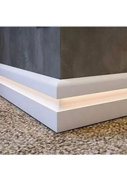 By Istanbul Yalı Serisi 25 mt Lake Beyaz LED Kanallı Süpürgelik 12CM Pvc Beyaz Ld 12 Beyaz