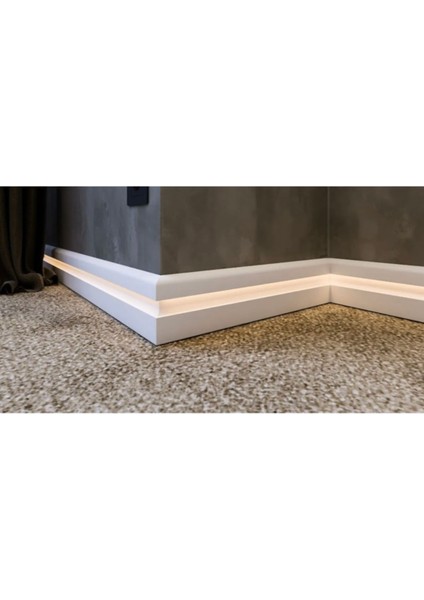By Istanbul Yalı Serisi 25 mt Lake Beyaz LED Kanallı Süpürgelik 12CM Pvc Beyaz Ld 12 Beyaz