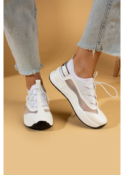 Yüksek Taban Lastik Bağcıklı Kadın Sneaker 36-728-24 fiyatları
