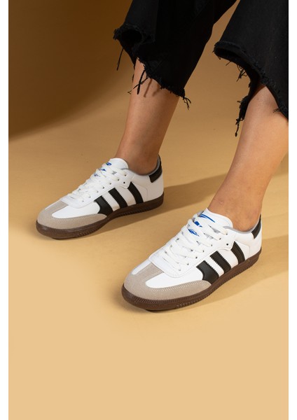 Bağcıklı Comfort Taban 3 Şeritli Kadın Sneaker 001-1009-24BEYAZSIYAH