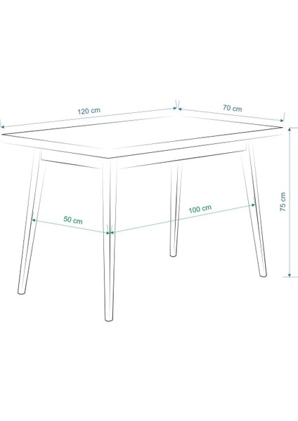 Ege Sandalye ve Bank Avanos Ahşap Mdf Mutfak Masası Takımı - 70X120 cm