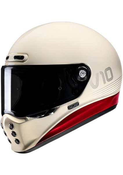 V10 Tami Mc1 Kapalı Motosiklet Kaskı Krem Kırmızı