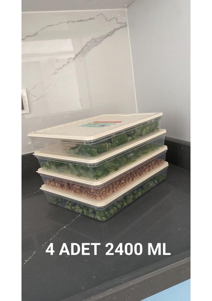 Saklama kabı buzluk kabı buzdolabı düzenleyici bej rengi 4 adet