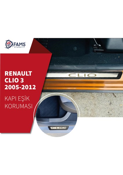 Renault Clio 3 Krom Kapı Eşik Koruması 4 Parça 2005-2012