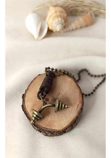 Dambıl Kolye Halter Spor Takı Erkek Kadın Takı Zincir Sarı Renk fiyatları