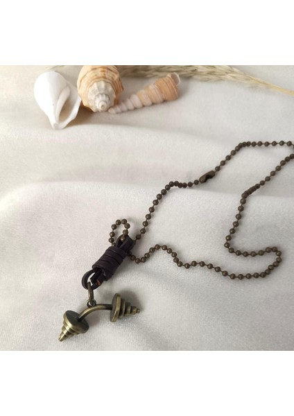 Dambıl Kolye Halter Spor Takı Erkek Kadın Takı Zincir Sarı Renk fırsatları