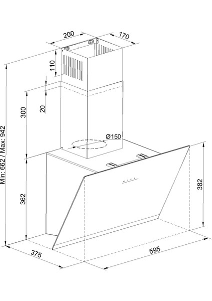 TDE6004WG Duvar Tipi Davlumbaz 60 cm Beyaz Cam