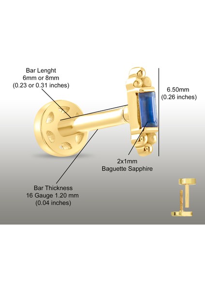 Safir Taşlı Tragus Piercing