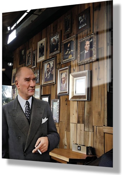 Temperli Cam Tablo Renkli Atatürk ve Çerçeveli Fotoğrafları modelleri