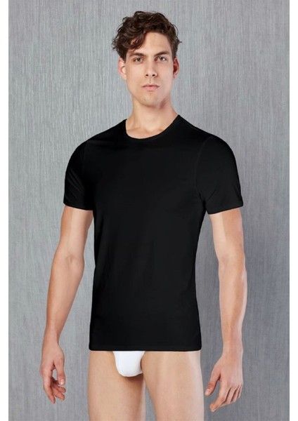 Siyah Erkek Pamuk Kumaş Tişört