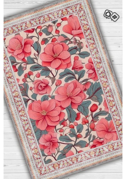 Art Deco Begonya Vintage Halı Görünümlü Dijital Baskı Renkli Halı Rustik Çiçekli Halı fiyatları