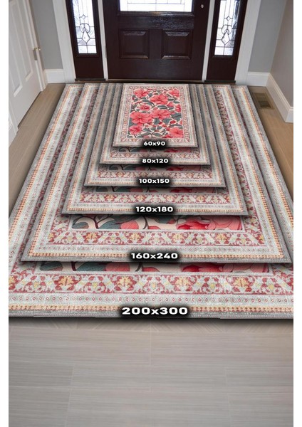 Art Deco Begonya Vintage Halı Görünümlü Dijital Baskı Renkli Halı Rustik Çiçekli Halı indirimleri