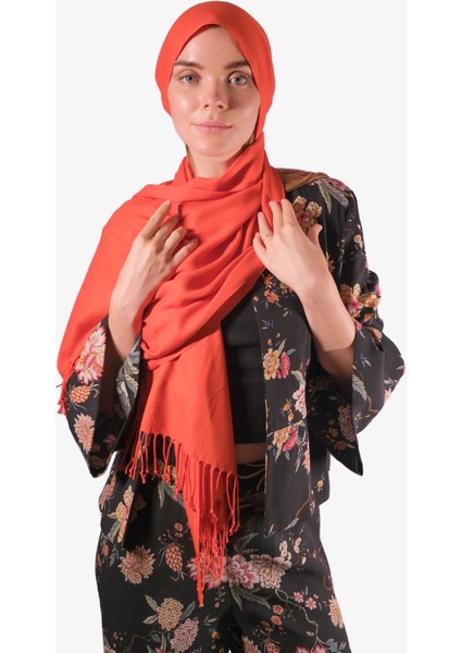 Salsa Paşmina Şal Düz Nar Çiçeği