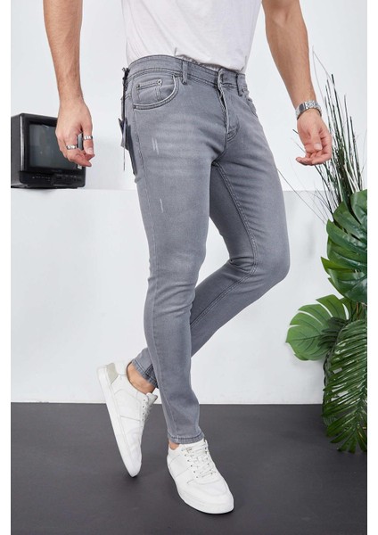 Erkek Likralı Denim Skinny Fit Süper Dar Jeans