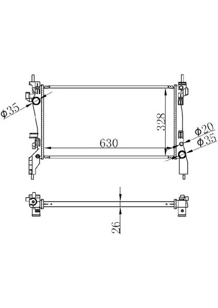 Brazıng Motor Radyatörü Fiorino 1.3 Mjtd 75 Ps Nemo Bipper 1,3 Hdi 51780659 630X318X22 BFI033022 Oris