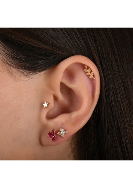 Yakut Taşlı Altın Tragus Piercing