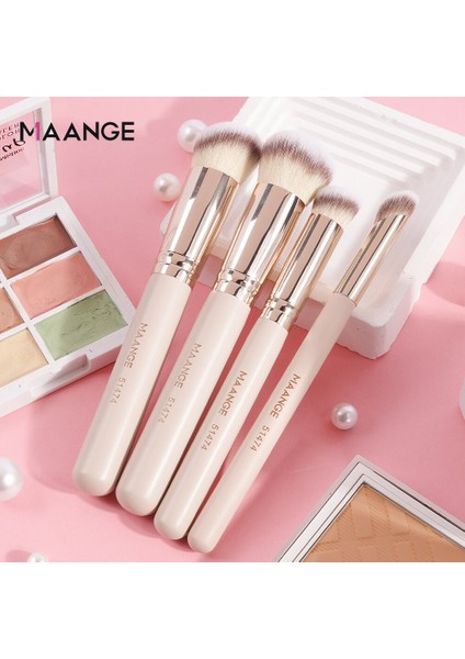 Maange (Kartonlu) 4 Paket Makyaj Fırçası Temel Makyaj Için Temel Makyaj Fırçaları Yüksek Kaliteli Ahşap Saplı Makyaj Fırçaları Saç Dökmez ve Güçlü Pudra Tutma Gücüne Sahiptir (Yurt Dışından)