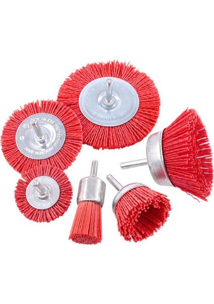 Adet Naylon Filament Aşındırıcı Tel Fırça Tekerleği ve Fincan Fırça Seti, 1/4 Inç Saplı, 6 Boyutlu Naylon Matkap Fırça Seti Mükemmel (Yurt Dışından)