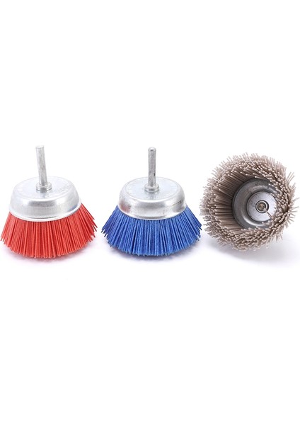 Adet 3 Inç Naylon Filament Aşındırıcı Tel Fincan Fırça Seti 1/4 Inç Saplı, Ince Orta Kaba Kum Temizleme Pas Dahil (Yurt Dışından)