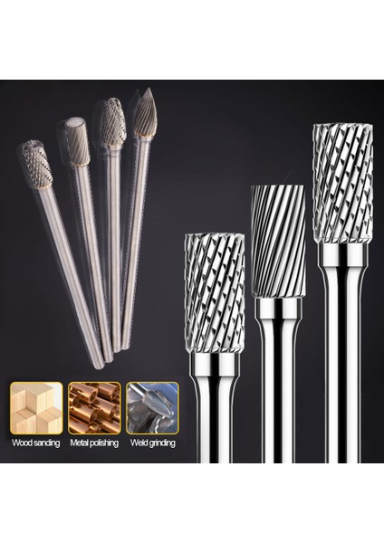 Janedreams 10 cm Uzunluk Çift Oluklu Tungsten Karbür Döner Dosyaları Kesici Dosyaları Ağaç Işleme Oyma Gravür Parlatma Araçları (Yurt Dışından)