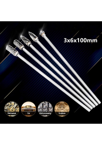 Janedreams 10 cm Uzunluk Çift Oluklu Tungsten Karbür Döner Dosyaları Kesici Dosyaları Ağaç Işleme Oyma Gravür Parlatma Araçları (Yurt Dışından)