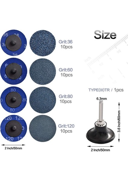 41 Adet Roloc Hızlı Değişim Diskleri Seti 2 Inç Zirkonya Zımpara Diskleri Kalıp Gder Pas Boya Kaldırma Için 1/4 Inç Tutucu ile (Yurt Dışından) modelleri