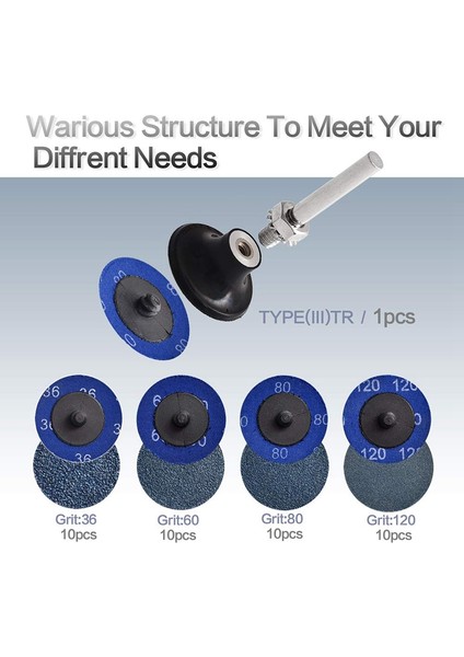 41 Adet Roloc Hızlı Değişim Diskleri Seti 2 Inç Zirkonya Zımpara Diskleri Kalıp Gder Pas Boya Kaldırma Için 1/4 Inç Tutucu ile (Yurt Dışından) fırsatları