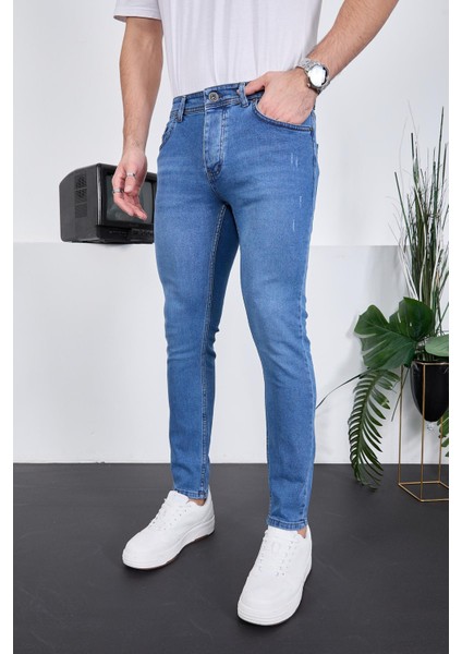 Erkek Likralı Denim Skinny Fit Süper Dar Jeans