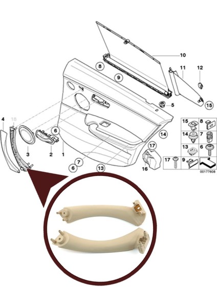 Bmw 3 Serisi E90 Iç Kapı Tutamak Kapağı Sağ Sol Takım Bej 05-2011
