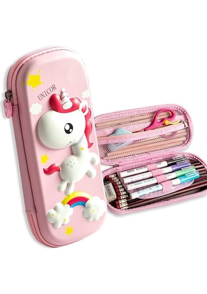 Kızlar Için Kalem Kutusu 3D Eva Unicorn Karikatür Depolama Kılıfı Okul Çocukları Için Kalem Tutucu Büyük Kapasiteli Saklama Kutusu Öğrenci Kırtasiye Kutusu-Pembe (Yurt Dışından)