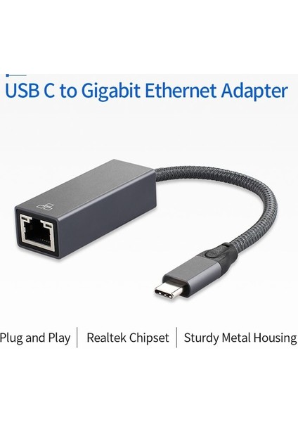 Cbtx USB Tip-C RJ45 Ethernet Adaptörü 10/100/1000 Mbps Ağ Adaptörü (Yurt Dışından)