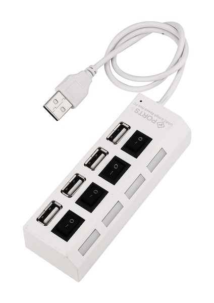 Cbtx Pc Laptop Için Yeni 4 Bağlantı Noktalı USB 2.0 Hub Açma/kapama Anahtarları + Dc Güç Adaptörü Kablosu (Yurt Dışından)