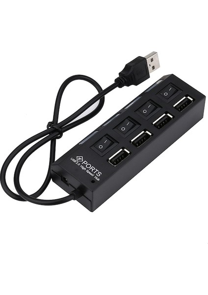 Cbtx Pc Laptop Için Yeni 4 Bağlantı Noktalı USB 2.0 Hub Açma/kapama Anahtarları + Dc Güç Adaptörü Kablosu (Yurt Dışından)