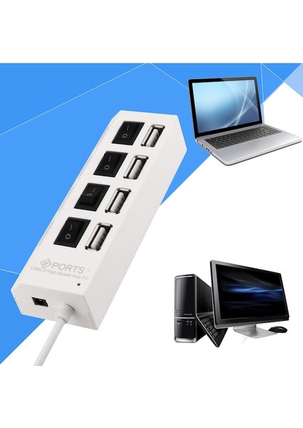 Cbtx Pc Laptop Için Yeni 4 Bağlantı Noktalı USB 2.0 Hub Açma/kapama Anahtarları + Dc Güç Adaptörü Kablosu (Yurt Dışından)