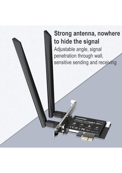 Comfast CF-AX180 1800 Mbps Pcı-E Bluetooth 5.2 Çift Frekans Oyun Wifi 6 Isı Emicisiz Kablosuz Ağ Kartı (Yurt Dışından)